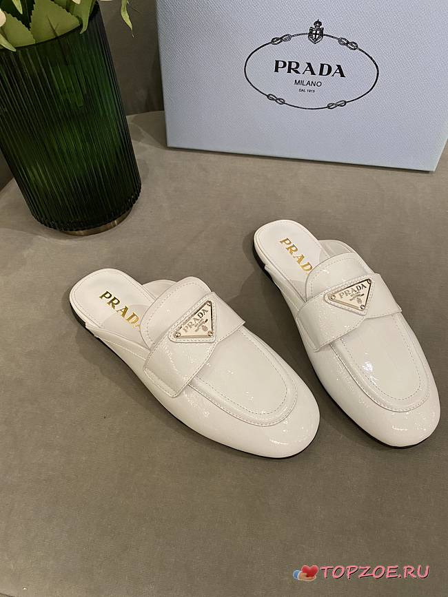 PRADA Unlined brushed leather mules WHITE - 1
