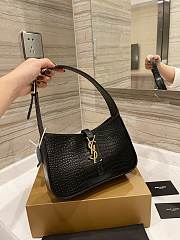 YSL LE 5 À 7 HOBO BAG IN CROCODILE-EMBOSSED SHINY LEATHER BLACK 25CM - 6