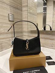 YSL LE 5 À 7 HOBO BAG IN CROCODILE-EMBOSSED SHINY LEATHER BLACK 25CM - 5