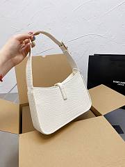YSL LE 5 À 7 HOBO BAG IN CROCODILE-EMBOSSED SHINY LEATHER WHITE 25CM - 2