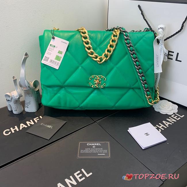 Chanel 19 LARGE Bag Lambskin GREEN 36CM - 1