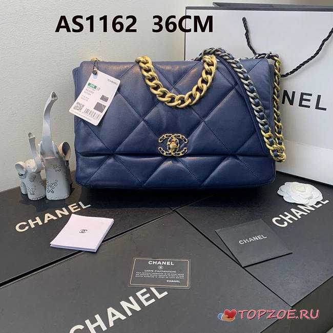 Chanel 19 LARGE Bag Lambskin DARKPURPLE 36CM - 1