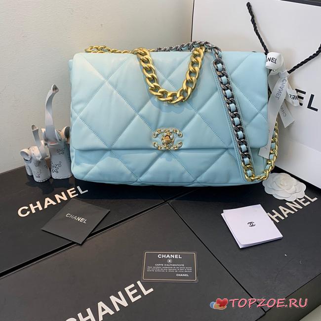 Chanel 19 LARGE Bag Lambskin BABYBLUE 36CM - 1