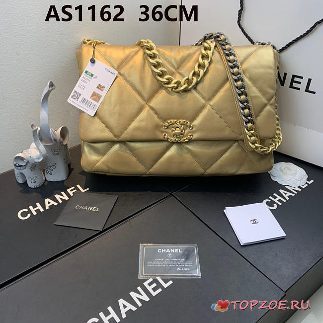 Chanel 19 LARGE Bag Lambskin GOLDEN 36CM - 1
