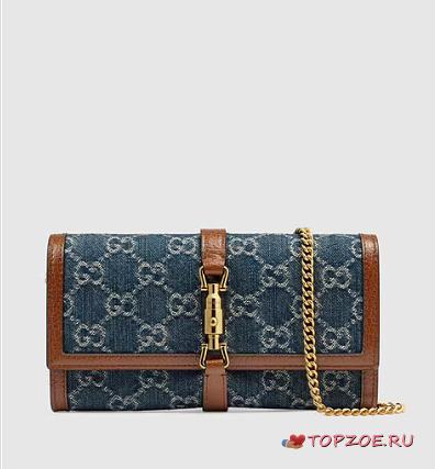 GUCCI JACKIE 1961 GG DENIM CHAIN WALLET 652681 SIZE 19 x 10 x 3.5 CM - 1