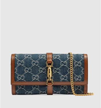 GUCCI JACKIE 1961 GG DENIM CHAIN WALLET 652681 SIZE 19 x 10 x 3.5 CM