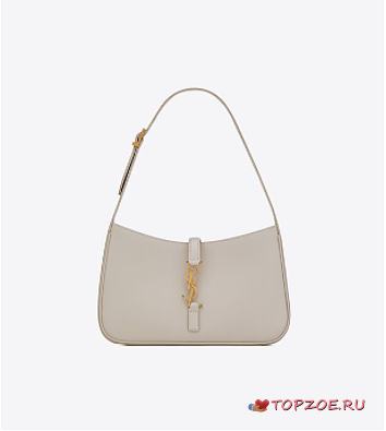 YSL LE 5 À 7 HOBO BAG IN CROCODILE-EMBOSSED SHINY LEATHER WHITE 25CM - 1