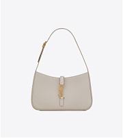 YSL LE 5 À 7 HOBO BAG IN CROCODILE-EMBOSSED SHINY LEATHER WHITE 25CM - 1