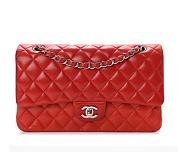 CHANEL CF LAMPSKIN MEDIUM SILVER METAL - 1