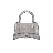 BALENCIAGA HOURGLASS XS TOP HANDLE GRAY CROCODILE EMBOSSED SIZE19CM - 1