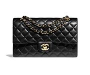 CHANEL CLASSIC LAMPSKIN FLAP MEDIUM HANDBAG - 1