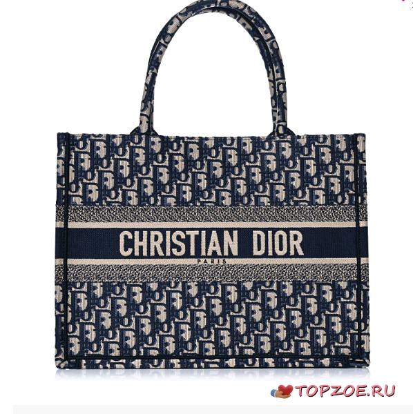 DIOR BOOK TOTE BLUE OBLIQUE EMBROIDERY M1296 SIZE 36 x 28 x 16 CM - 1
