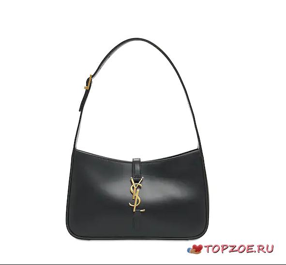 YSL LE 5 À 7 HOBO BAG IN SMOOTH LEATHER BLACK 25CM - 1