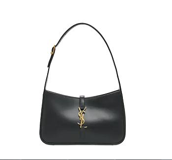 YSL LE 5 À 7 HOBO BAG IN SMOOTH LEATHER BLACK 25CM