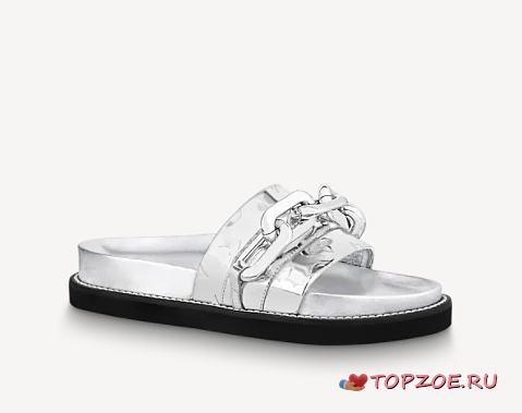 LV SUNSET FLAT COMFORT MULE WHITE - 1