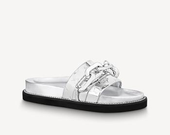 LV SUNSET FLAT COMFORT MULE WHITE