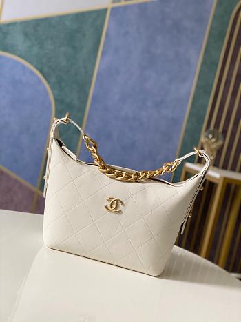 CHANEL CC HOBO BAG CALFSKIN WHITE 28CM
