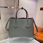 Prada Medium Saffiano Leather Double Grey Bag 33cm - 5