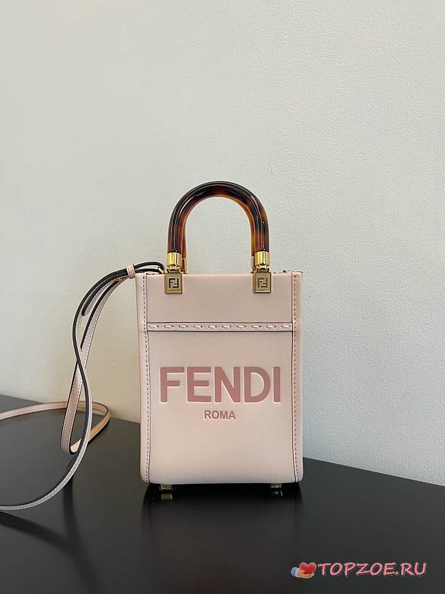 Fendi MINI Sunshine Shopper Cream Pink 13cm - 1