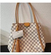 LV NEVERFULL CREAM WHITE CHECKERBOARD FRINGED NEVERFULL 32CM - 6