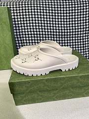GUCCI PLATFORM PERFORATED G SANDAL WHITE - 2