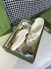 GUCCI PLATFORM PERFORATED G SANDAL WHITE - 3