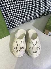 GUCCI PLATFORM PERFORATED G SANDAL WHITE - 5