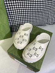 GUCCI PLATFORM PERFORATED G SANDAL WHITE - 4