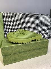 GUCCI PLATFORM PERFORATED G SANDAL GREEN - 5