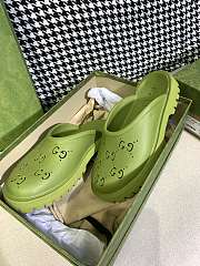 GUCCI PLATFORM PERFORATED G SANDAL GREEN - 2