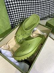 GUCCI PLATFORM PERFORATED G SANDAL GREEN - 3