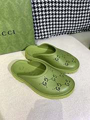 GUCCI PLATFORM PERFORATED G SANDAL GREEN - 4