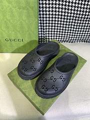 GUCCI PLATFORM PERFORATED G SANDAL BLACK - 4