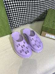 GUCCI PLATFORM PERFORATED G SANDAL PURPLE - 1