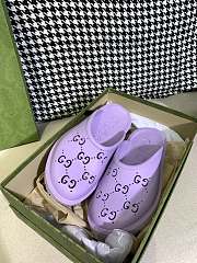 GUCCI PLATFORM PERFORATED G SANDAL PURPLE - 6