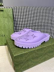 GUCCI PLATFORM PERFORATED G SANDAL PURPLE - 4