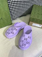 GUCCI PLATFORM PERFORATED G SANDAL PURPLE - 3