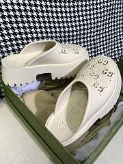 GUCCI PERFORATED G SANDAL WHITE - 6