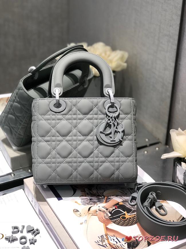 Dior Lady Ultramatte Cannage Calfskin My Abcdior Gray Shoulder Bag 20CM - 1