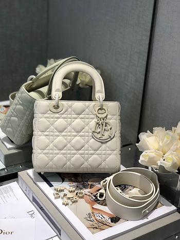 Dior Lady Ultramatte Cannage Calfskin My Abcdior Latte Shoulder Bag 20CM