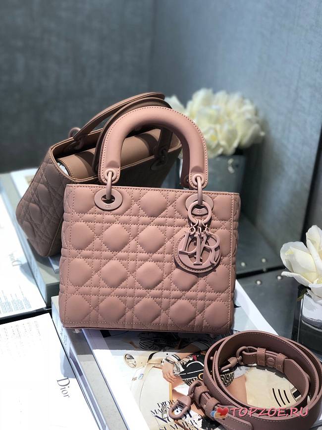 Dior Lady Ultramatte Cannage Calfskin My Abcdior Pink Shoulder Bag 20CM - 1