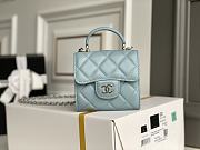 CHANEL CF LAMBSKIN MINI CHAIN WALLET BLUE 11CM - 1