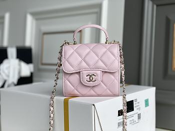 CHANEL CF LAMBSKIN MINI CHAIN WALLET PINK 11CM