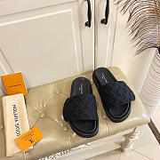 LV Monogram Open Toe Casual Style Mules Logo Sandals Black - 6