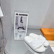 LV Monogram Unisex Plain Logo Sandals White - 4