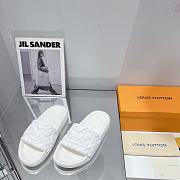 LV Monogram Unisex Plain Logo Sandals White - 3