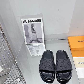 LV Monogram Unisex Plain Logo Sandals Black