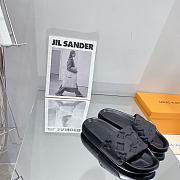 LV Monogram Unisex Plain Logo Sandals Black - 6