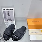 LV Monogram Unisex Plain Logo Sandals Black - 5