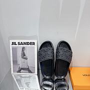 LV Monogram Unisex Plain Logo Sandals Black - 4